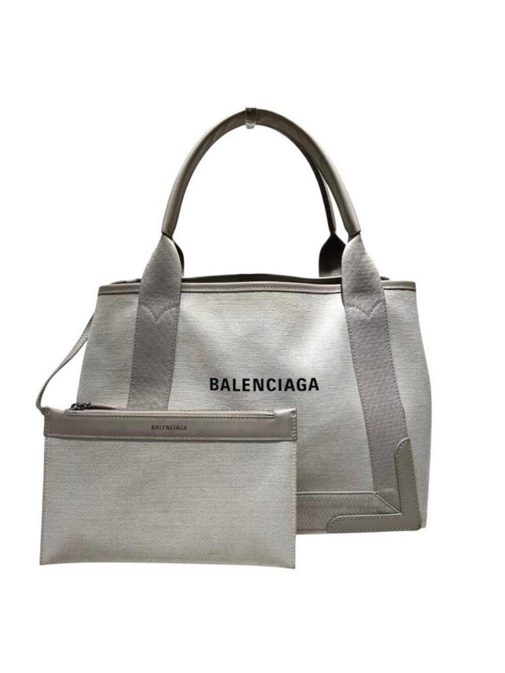 Balenciaga Navy Cabas S Handbag Canvas Leather